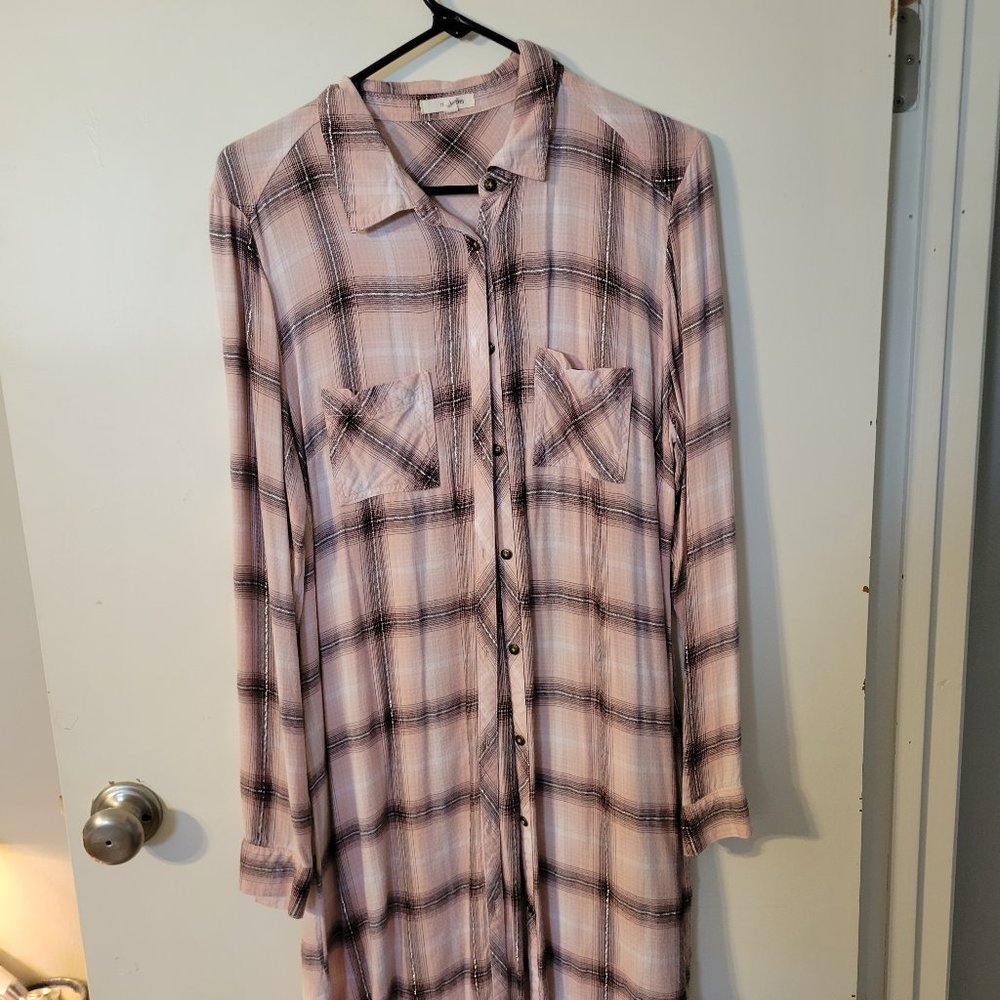Ladies long plaid shirt/ dress